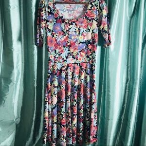 LuLaRoe Nicole Dress Sz Medium Floral Print
